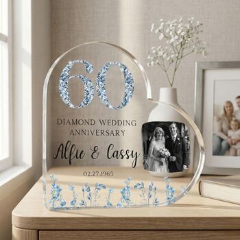 Personalised 60th Anniversary Acrylic Heart Plaque, 6 of 6