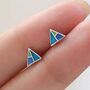 Enamel Triangle Stud Earrings In Sterling Silver, thumbnail 1 of 11