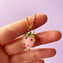 Murano Glass Strawberry Gold Plated Necklace, thumbnail 7 of 9