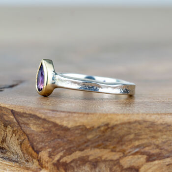 Solid Gold And Silver Amethyst Alice Ring, 2 of 7