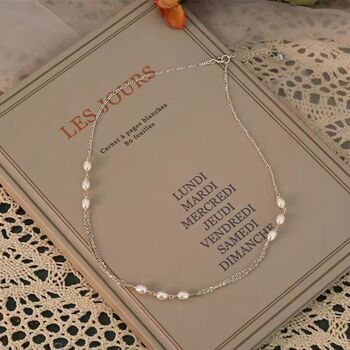 Monica White Ivory Silver Pearl Triple Jewel Gift Necklace, 4 of 6