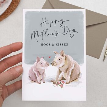 Cute Pigs, Hogs And Kisses, Happy Mother's Day Card, 2 of 2