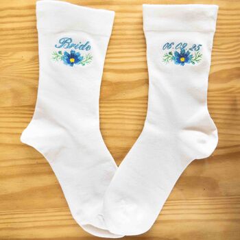 Something Blue Personalised Bride Wedding Socks Gift, 4 of 5