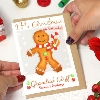 Personalised Gingerbread Man Family Christmas Card, 6 of 8