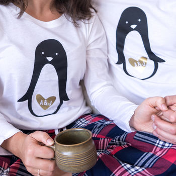 Personalised Penguin Couple Pyjamas, 2 of 4