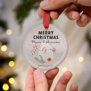Personalised Teacher Christmas Ornament Ceramic, 7 of 7