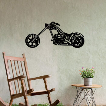 Chopper Motorcycle Metal Wall Art Gift For Garden Decor Enthusiasts, 4 of 10