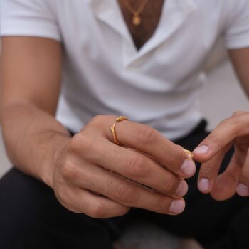 Hand Of God Gold Creation Of Adam Band Ring Mens Ring, 11 of 12