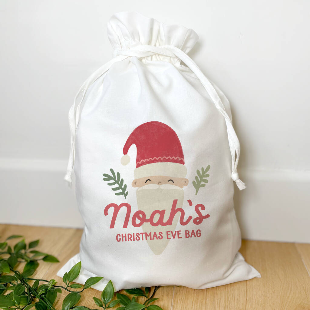 Personalised Santa Christmas Eve Bag By Squashed Peaches Designs
