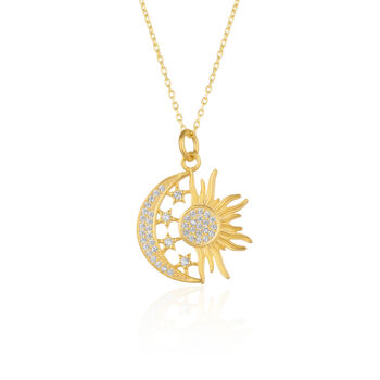 Sun And Moon Necklace Sterling Silver Gold Plated, 3 of 3