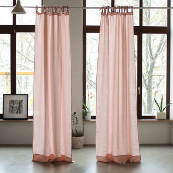 Linen Stone Washed Curtains With Ties, 5 of 10