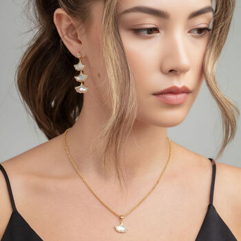 Gingko 18 K Gold Plated Shell Earrings, 4 of 5