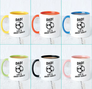 Life Is About Goals Fun Father's Day Football Mug, 2 of 8