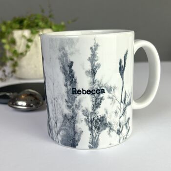 Personalised Mug With Handmade Grasslands Print, 12 of 12