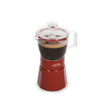 Naples Glass Espresso Maker In Cherry Red, 3 of 5