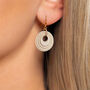 Cream And Pearlescent Taupe Geometric Circular Earrings • Gold Plated Sterling Silver Hooks, thumbnail 2 of 8