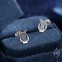 Sterling Silver Lyre Stud Earrings, thumbnail 2 of 11