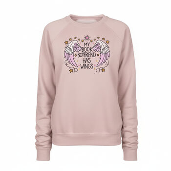 My Book Boyfriend Has Wings Embroidered Sweatshirt, 6 of 6