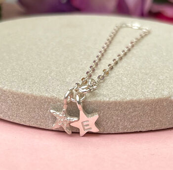 Personalised Sterling Silver Mini Starfish And Initial Star Bracelet, 10 of 12