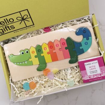 Wooden Jigsaw Set Kids Interactive Toy Birthday Gift Dinosaur, Crocodile Or Giraffe, 2 of 11