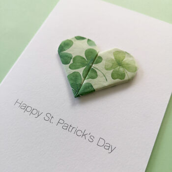 St Patrick's Day Origami Shamrock Heart Card, 4 of 4