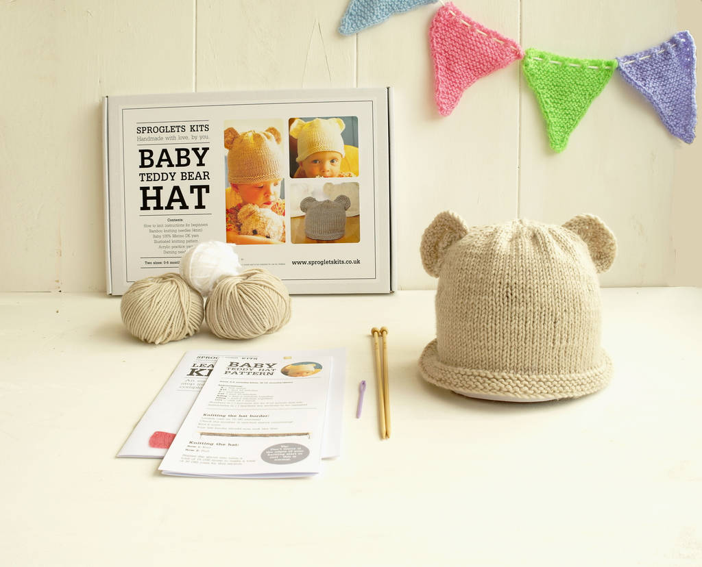 Baby Merino Teddy Hat Beginner Knitting Kit, 1 of 6