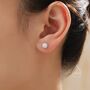 Sterling Silver Genuine Freshwater Pearl Cz Stud Earrings, thumbnail 5 of 12