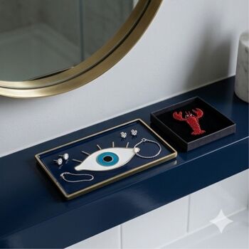 Mother’s Day Gift For Mum Evil Eye Aluminium Trinket Tray In Blue, 5 of 5