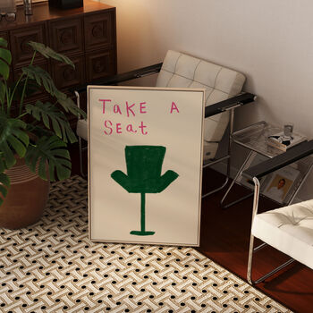 Take A Seat Retro Living Room Wall Art Print, 9 of 10
