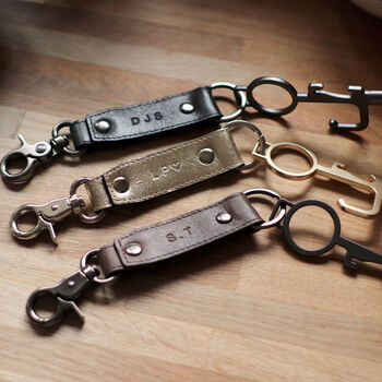 Personalised Leather Keyring Clip + No Touch Tool, 3 of 11