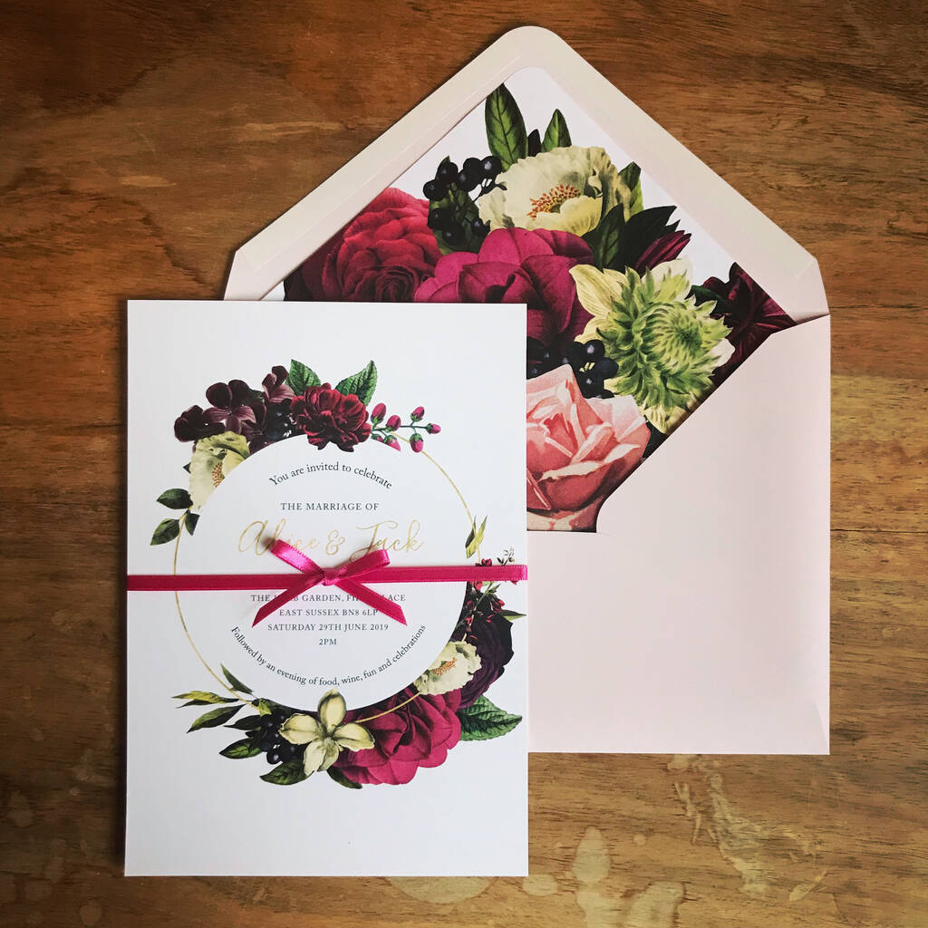 Retro Roses Wedding Stationery // Floral Wedding Invite, 1 of 9
