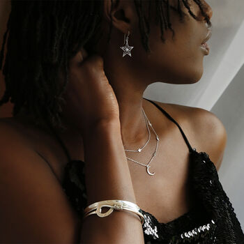 Sterling Silver Dangly Geometric Star Earrings, 3 of 9
