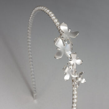 Silver Orchid Pearl Headband, Becomes A Pendant, 2 of 4