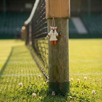 Handmade Felt Wimbledon Fox Hanging Tennis Decoration, 4 of 4