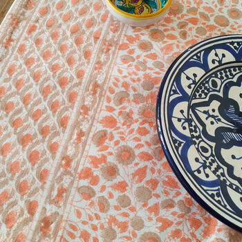 Set Of Indian Hand Block Printed Placemats, Coral, 8 of 8