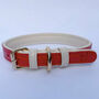 Handmade Italian Leather Padded Red Dog Puppy Collar, thumbnail 6 of 7