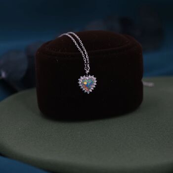 Opal Heart Pendant Necklace In Sterling Silver, 6 of 11