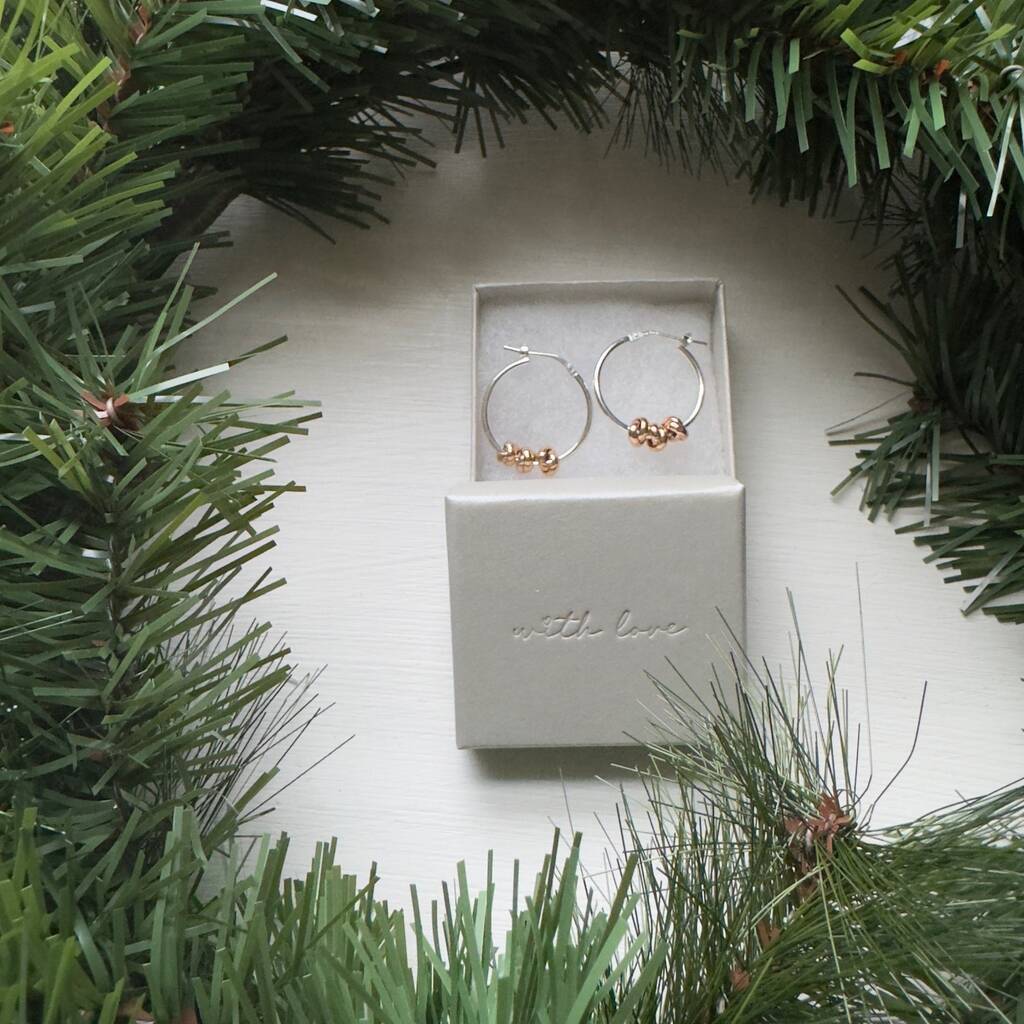 Sterling Silver And 18kt Rose Gold Plated Knot Earrings, 1 of 3