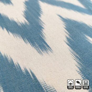 Ice Blue Zig Zag Handwoven Ikat Cushion Cover, 5 of 8