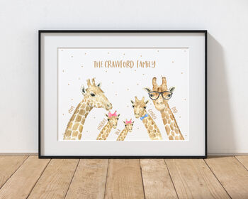 Personalised Giraffe Family Print, 5 of 5