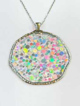 Large Disco Necklace With Silver Sparkles, 2 of 8