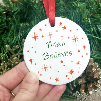 Personalised I Believe Christmas Tree Decoration, 5 of 5