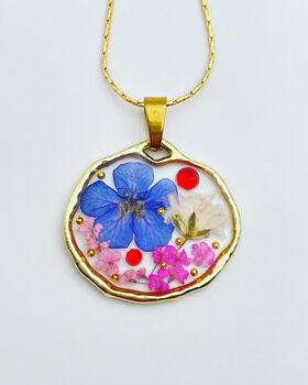 Earrings With Blue And Pink Flowers In Silver Or Gold, 6 of 12