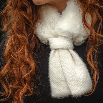 Luxe Winter Faux Fur Knit Wrap / Hat, 4 of 5