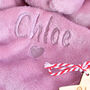 Personalised Dusty Pink Bunny Comforter And Booties Gift, thumbnail 8 of 9