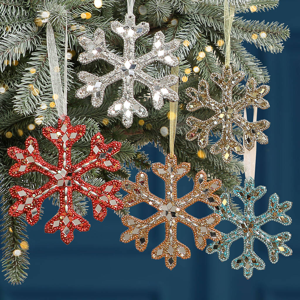 Five Handmade Sparkling Snowflake Christmas Decorations By Dibor ...