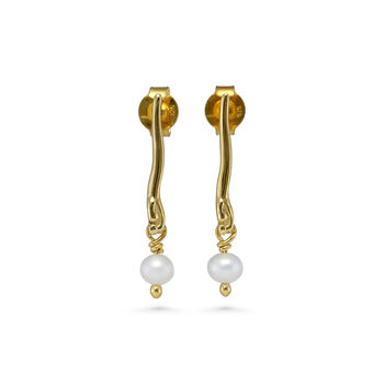 Pearl Gold Drop Earrings, 4 of 5