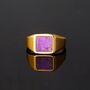Gold Men's Purple Sugilite Gemstone Square Signet Ring, thumbnail 1 of 11