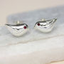 Silver Bird Ear Studs With Rubies, thumbnail 1 of 7