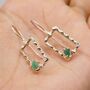 Emerald Earrings, Sterling Silver Earrings, thumbnail 2 of 8